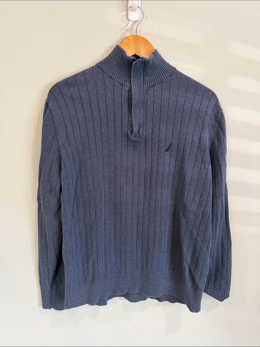 Nautica Men's Ribbed Quarter-Zip Sweater - Navy Blue